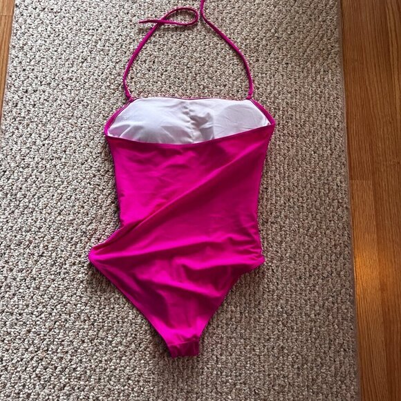 Swimsuit Onepiece - Hot Pink Size Medium Halter Padded - Picture 5 of 7